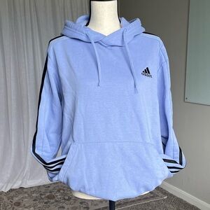Adidas Lavender Periwinkle Blue Classic 3 Stripe Pullover Hoodie Size M